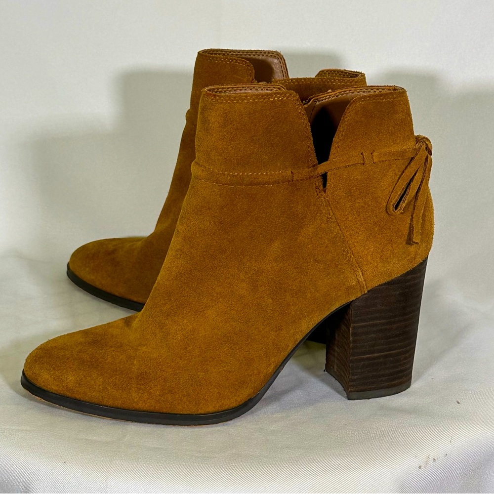 Gibson & Latimer Tan Suede Bootie 3 Inch Block Heel Boho Womens 8.5‎ M